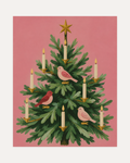 Candlebird Tree unframed candle tree print showing a tree with candles and birds