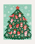 Mitten Tree unframed mitten tree print showing a tree hung with mittens and bells