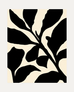 Small Berry Knot Stem, berry knot stem wall art print, black stem, serrated leaves, ivory ground
