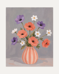 Anemone Morning unframed anemone wall art print showing anemones in a striped vase