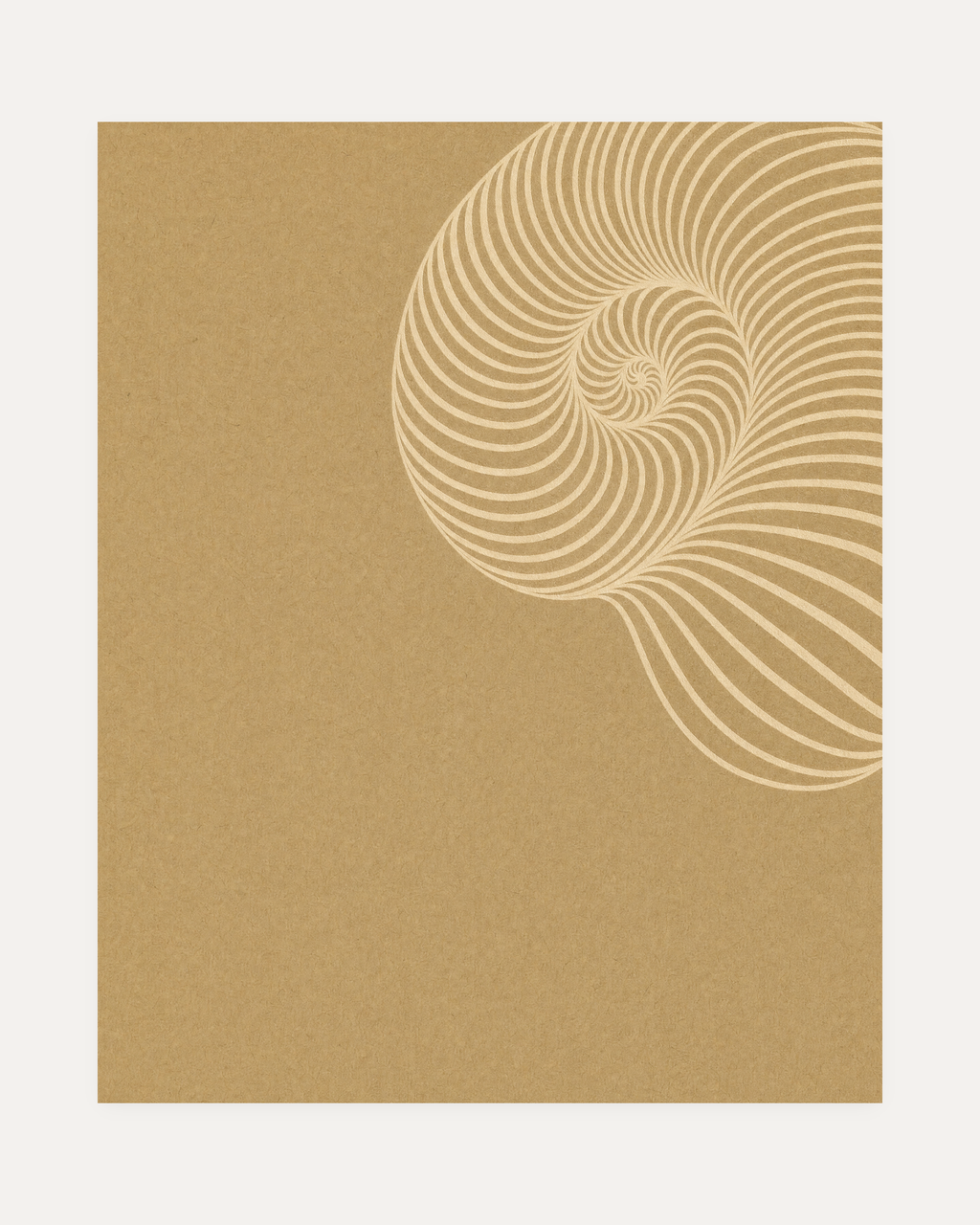 Cream Shell Spiral unframed spiral line print showing cream spiral lines, beige paper