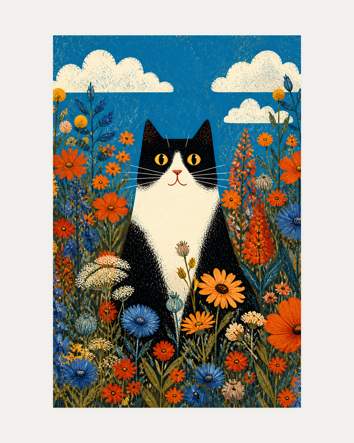 blue and orange wall art print, portrait orientation (2:3 proportion)