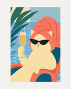 coral and cream minimalist wall art print, portrait orientation (2:3 proportion)