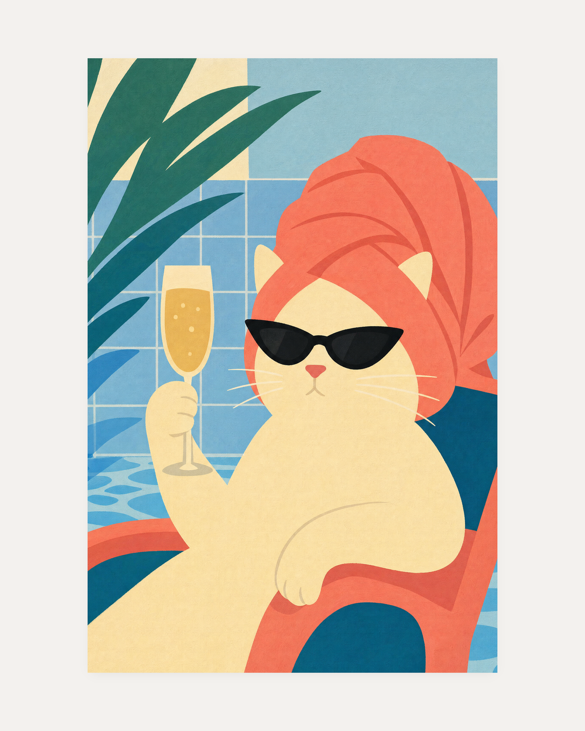 coral and cream minimalist wall art print, portrait orientation (2:3 proportion)