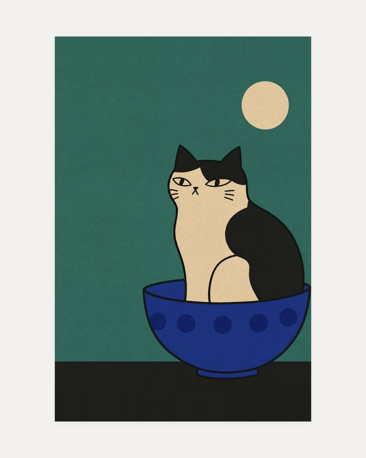 cobalt and cream wall art print, portrait orientation (2:3 proportion)