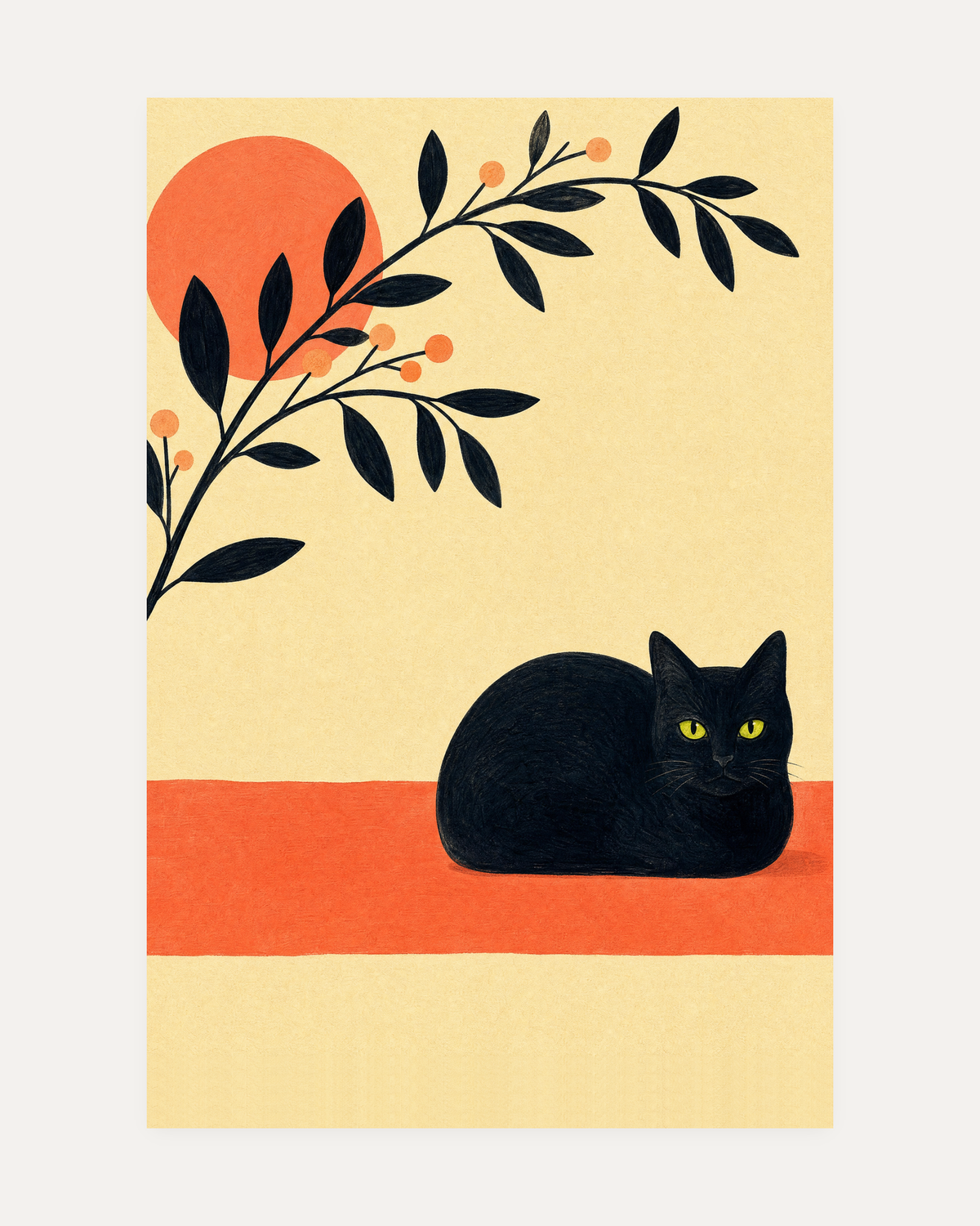 black and coral wall art print, portrait orientation (2:3 proportion)