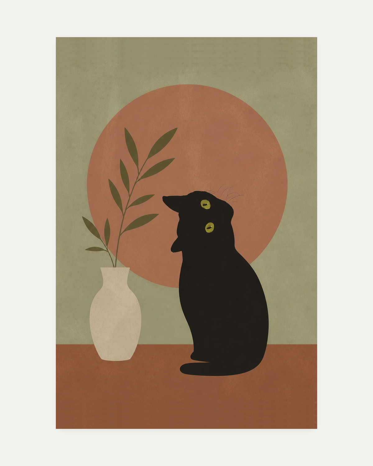 sage and terracotta wall art print, portrait orientation (2:3 proportion)