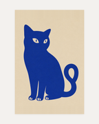 cobalt and beige minimalist wall art print, portrait orientation (2:3 proportion)