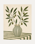 Olive Keeper unframed olive branch print showing olive branches with fruit on cream