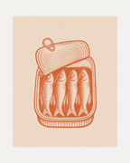 Sardine Lunch unframed fish prints print showing an open tin of sardines