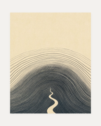 Charcoal Hill Rings unframed topographic line print showing charcoal hill rings, cream path