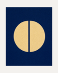 Noon Split Circle unframed circle art print showing split cream circle, navy field