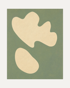 Cream Cutouts Sage unframed organic shapes print showing organic shapes in green and cream