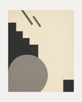 Grey Stair Circle unframed grey geometric wall art print showing grey circle, charcoal stair, and cream field
