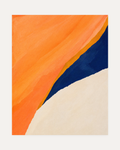 Peach Navy Cut unframed peach and navy abstract art print showing peach-orange bands, navy wedge, and cream field