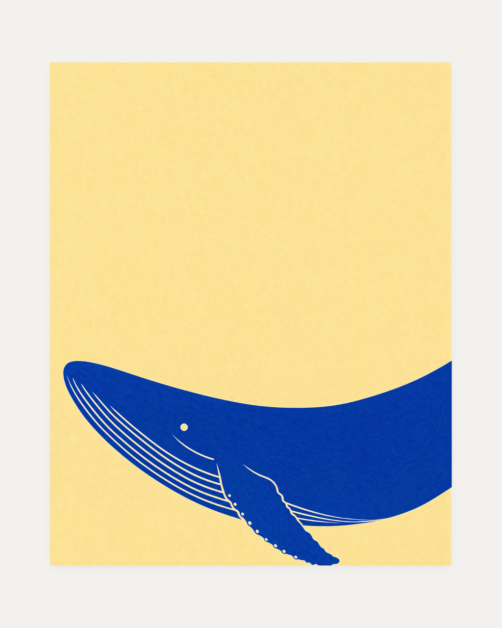 One Blue Whale Arc unframed whale art print showing cobalt whale, cream field
