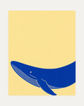 One Blue Whale Arc unframed whale art print showing cobalt whale, cream field