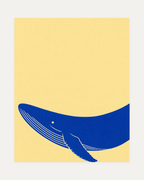 One Blue Whale Arc unframed whale art print showing cobalt whale, cream field
