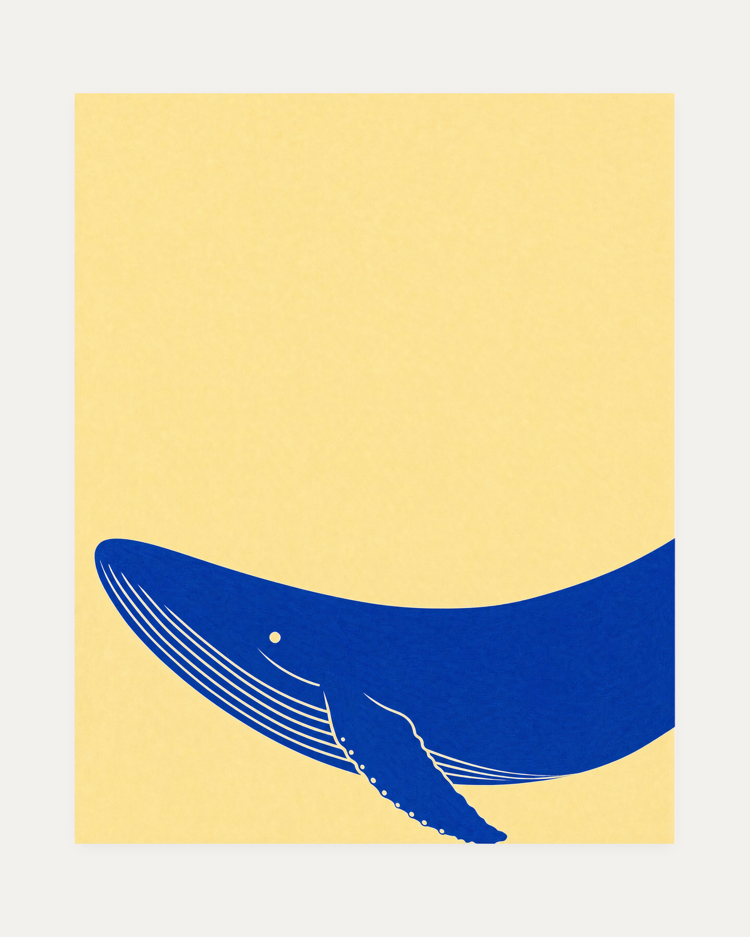 One Blue Whale Arc unframed whale art print showing cobalt whale, cream field