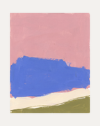 Blue Cliff Pink unframed blue and pink abstract wall art print showing color blocks in pink, blue, and cream