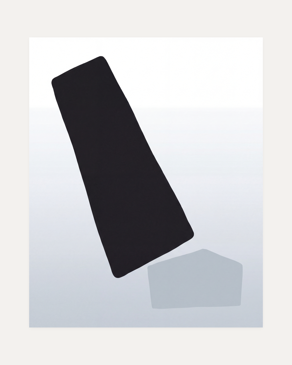 Pure Form unframed white geometric wall art print showing charcoal block and pale form on grey white