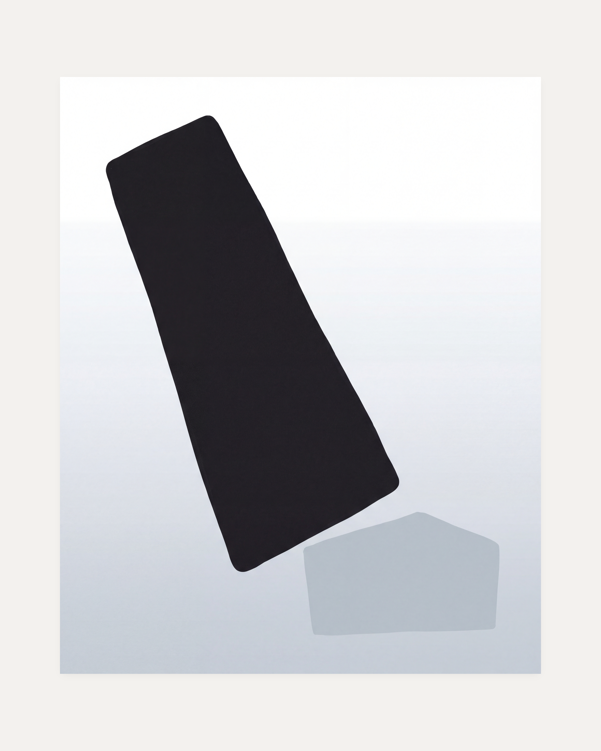 Pure Form unframed white geometric wall art print showing charcoal block and pale form on grey white