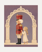 Nutcracker Night unframed nutcracker girl print showing a nutcracker and a girl under an arch