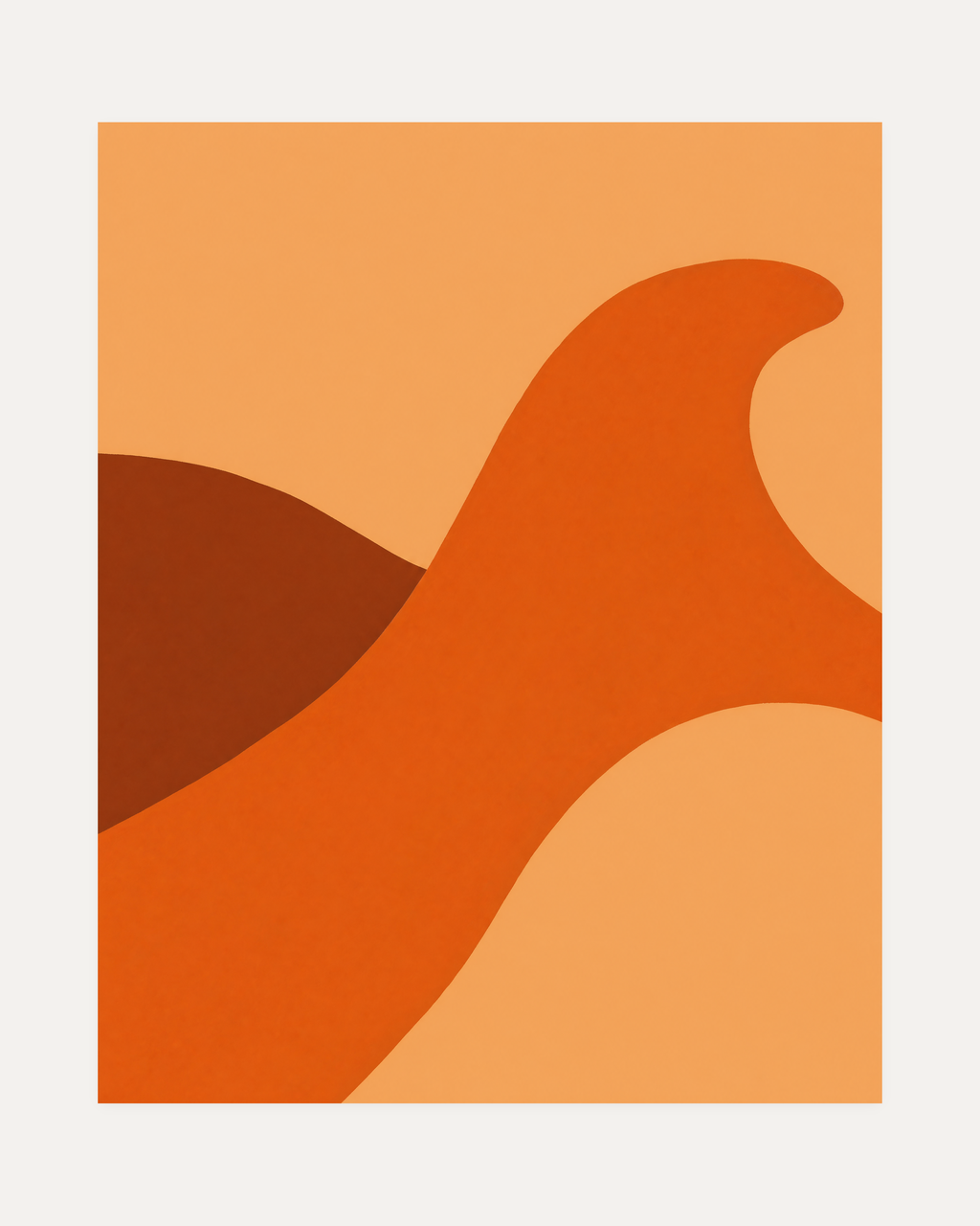 Dune Sweep unframed abstract shapes print showing abstract shape and curve in orange, brown, and tan