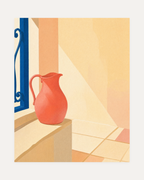 One Pitcher Window Seat unframed pitcher print showing terracotta pitcher, navy window, cream ledge