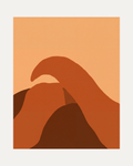 Dune Sweep unframed burnt orange abstract wall art print showing terracotta curve over dark dunes
