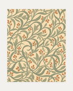 Willow Repeat No Type unframed willow print showing sage willow weave, terracotta berries, cream ground