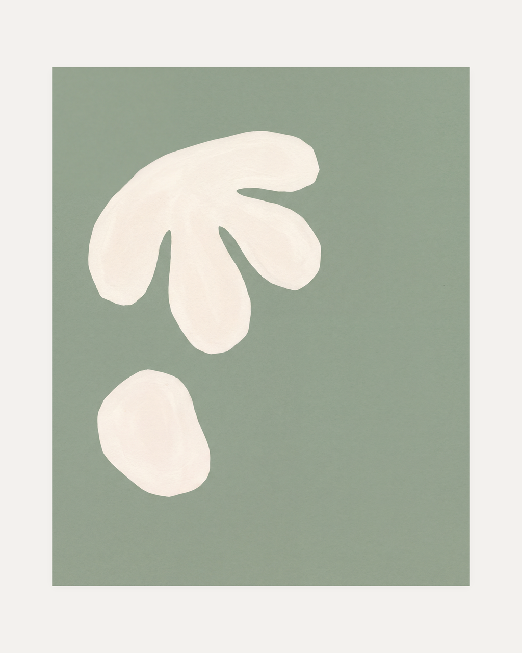 Cream Cutouts Sage unframed sage green abstract wall art print showing abstract shapes in sage green and off-white