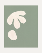 Cream Cutouts Sage unframed sage green abstract wall art print showing abstract shapes in sage green and off-white