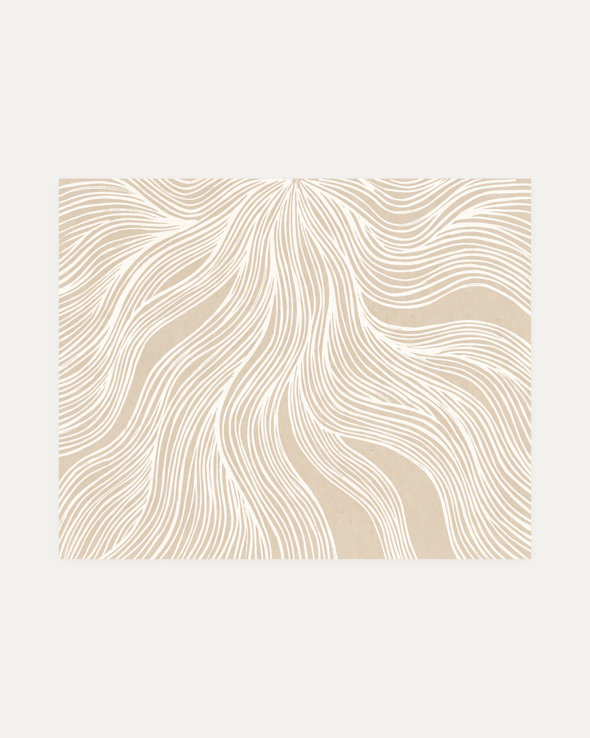 Cream Veins Across Beige Field, beige line art print with cream lines, soft waves, warm beige field