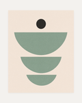 Dot Signal mint green arc wall art, three sage-mint semicircles on cream with a charcoal dot, portrait geometric layout
