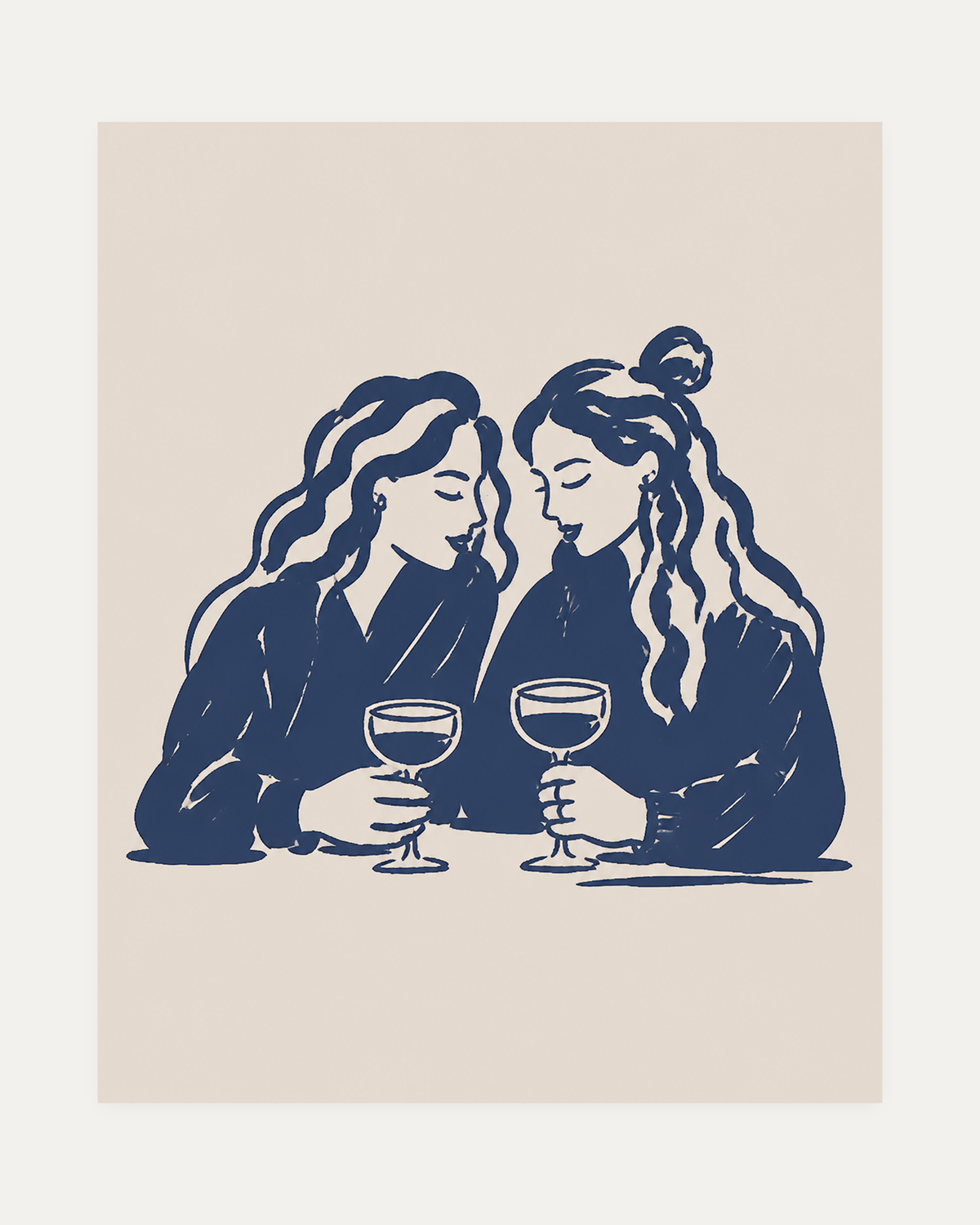 Wine Friends unframed wine friends print showing two figures sharing wine glasses