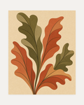 Oak Rise unframed oak leaf botanical prints print showing layered oak leaves in green and rust