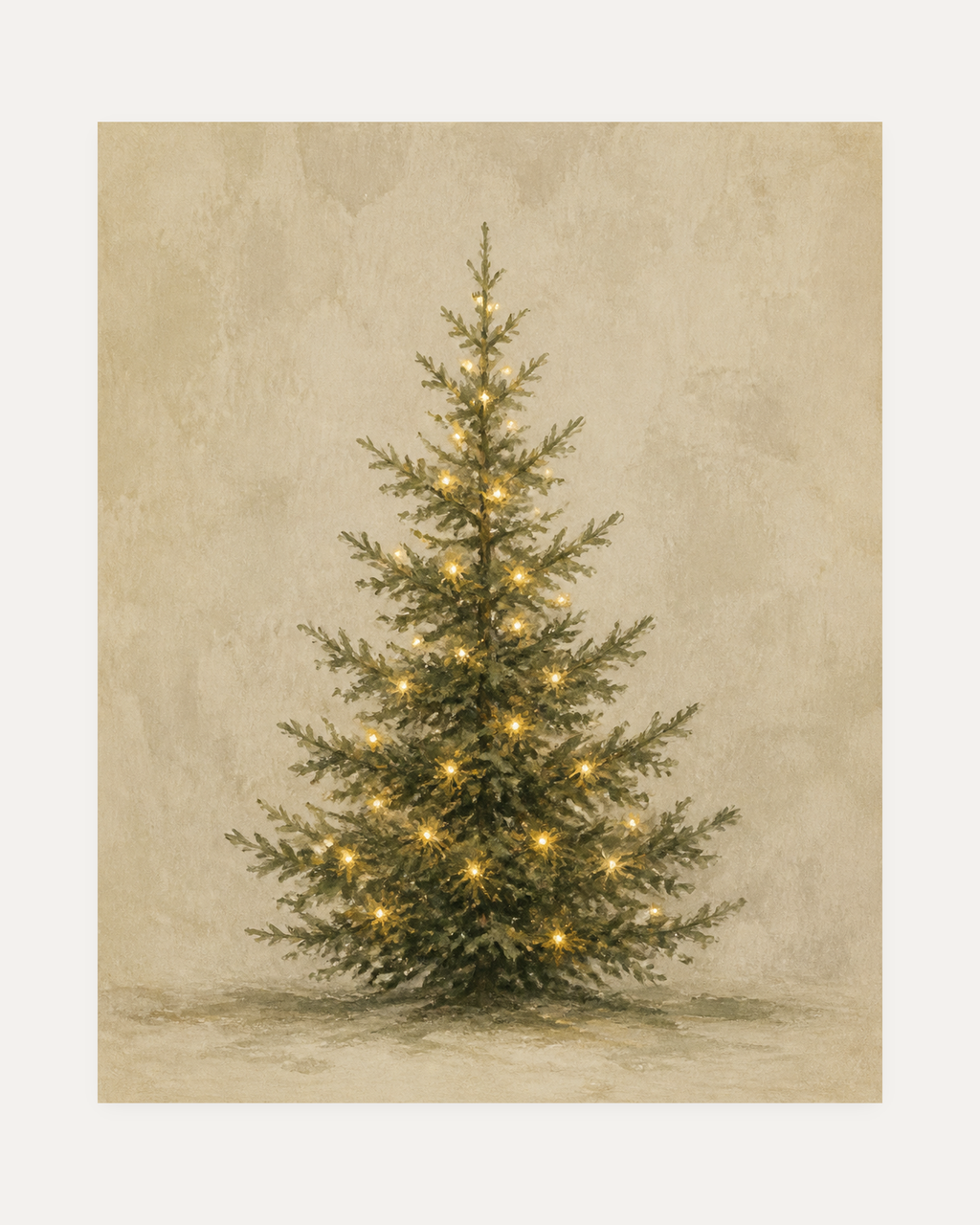 Lit Fir unframed glowing fir print showing one lit fir on beige
