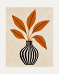 Leaf Keeper unframed leaf art prints print showing rust leaves in a striped vase