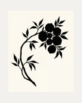 Ink Branch Fruit unframed black botanical silhouette wall art print showing branch, leaves, and fruit in black, white, and cream