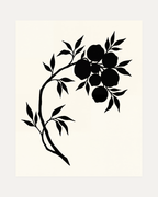 Ink Branch Fruit unframed black botanical silhouette wall art print showing branch, leaves, and fruit in black, white, and cream