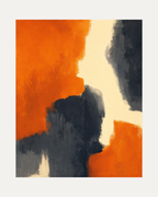 Orange Cliff Cut unframed watercolor abstract wall art print showing burnt orange and charcoal fields with a cream cutout