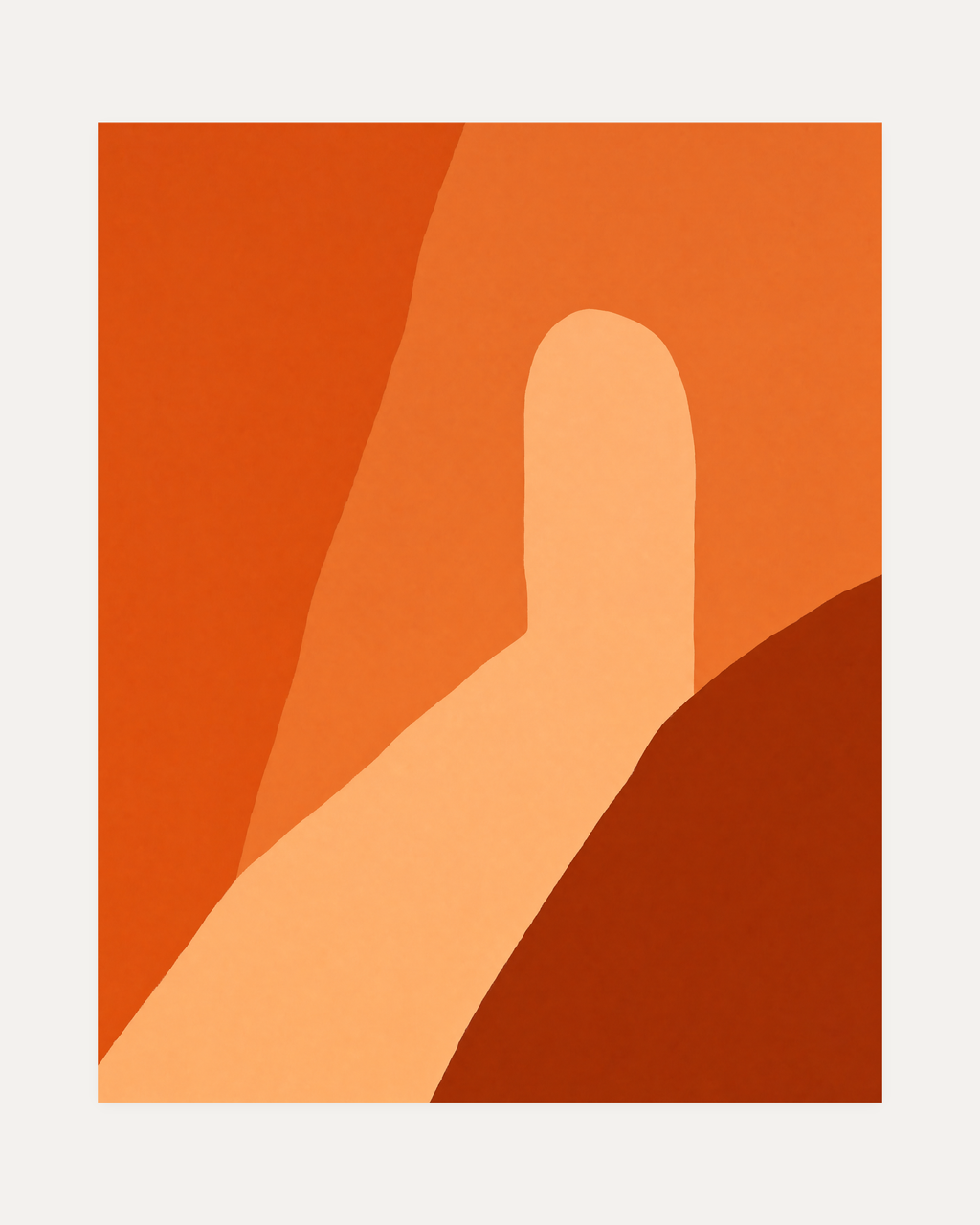 Terracotta Arch unframed abstract shapes print showing abstract shapes in orange, light beige, and dark red