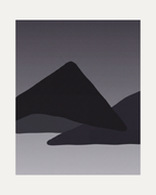 Charcoal Ridges unframed black geometric wall art print showing charcoal mountain ridges on grey