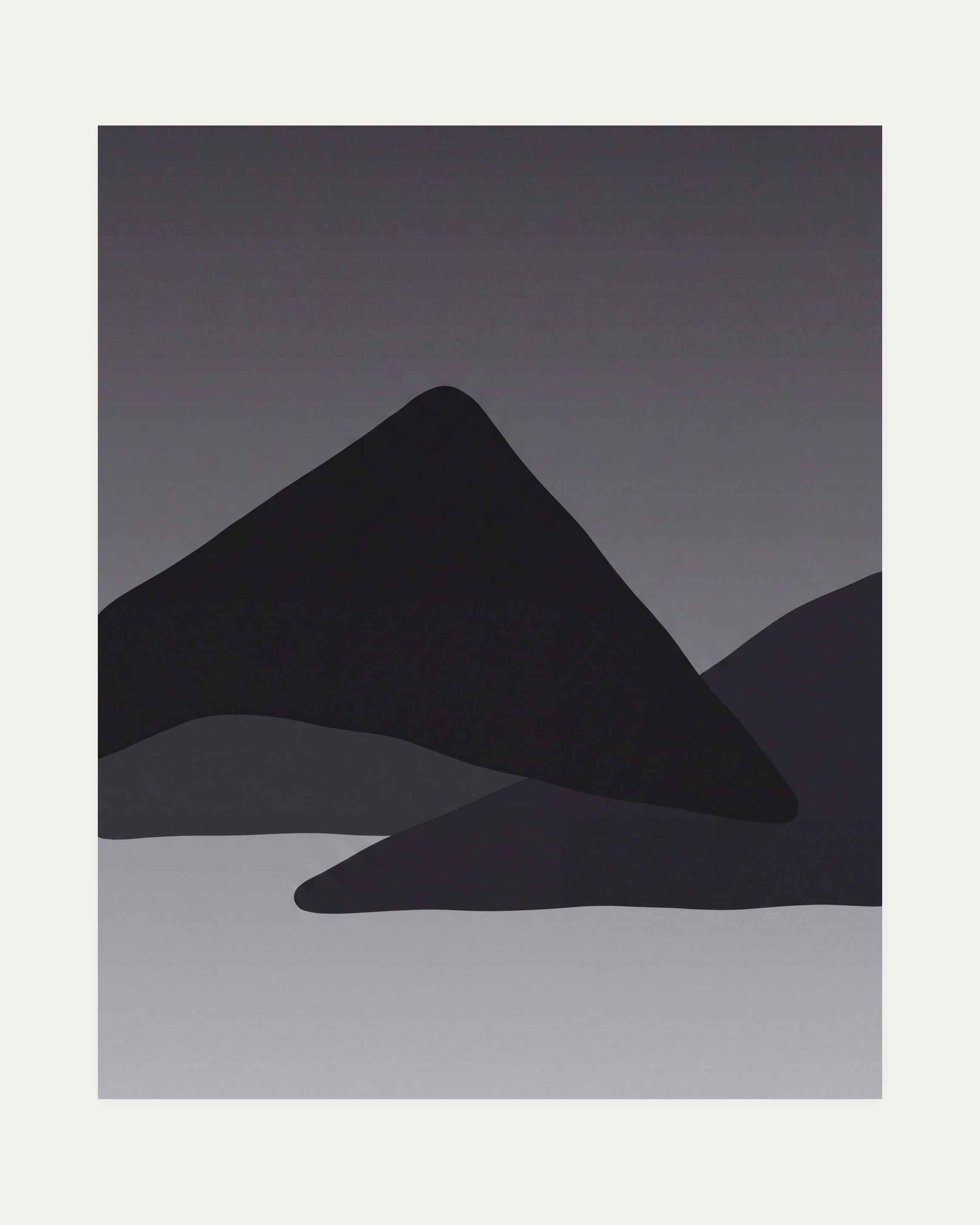 Charcoal Ridges unframed black geometric wall art print showing charcoal mountain ridges on grey