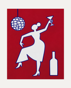 Disco Toast unframed crimson disco print showing a dancer and disco ball on red