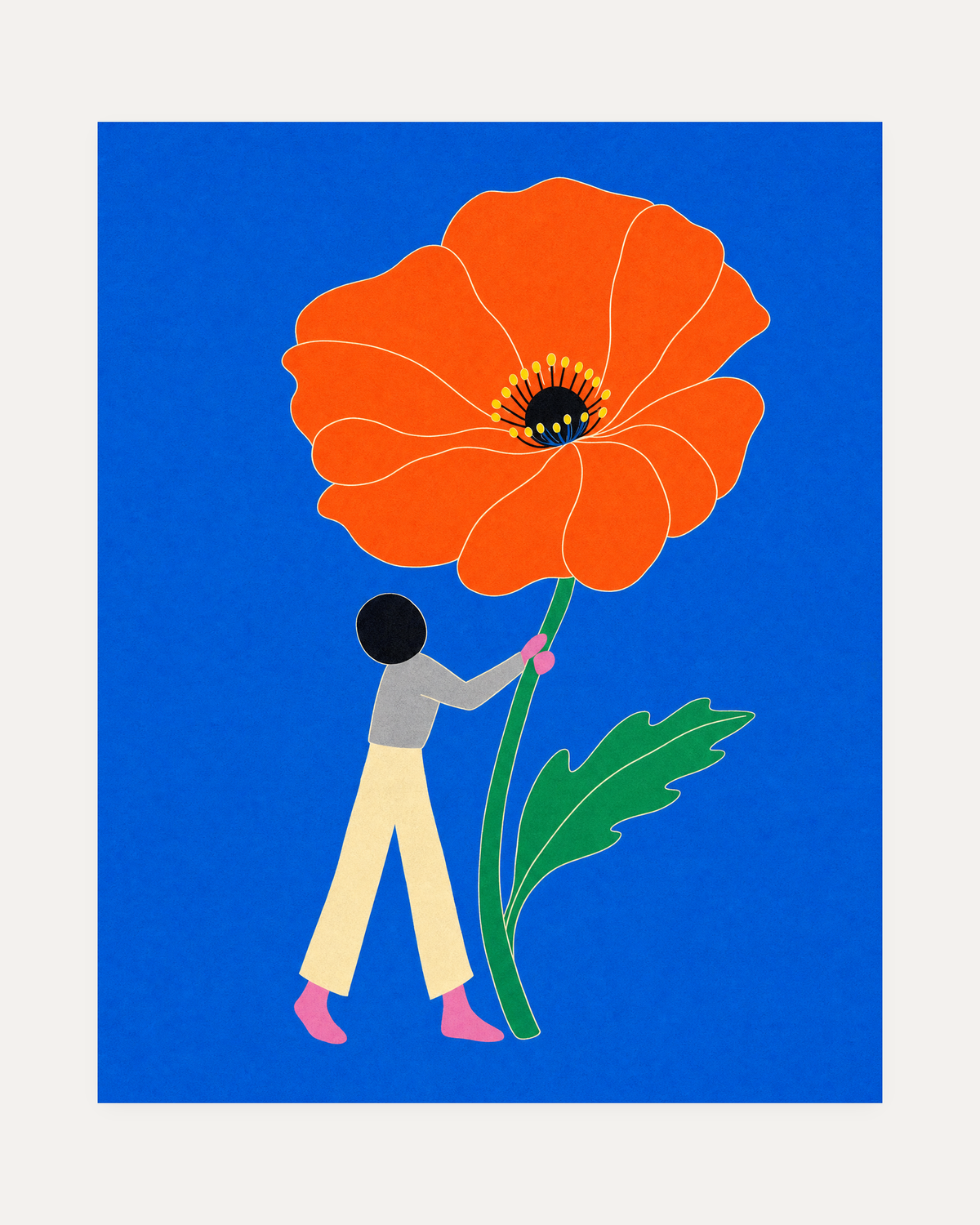 Poppy Bearer unframed poppy prints print showing a giant orange poppy