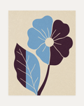 Noon Bloom unframed flower art prints print showing a blue and plum bloom