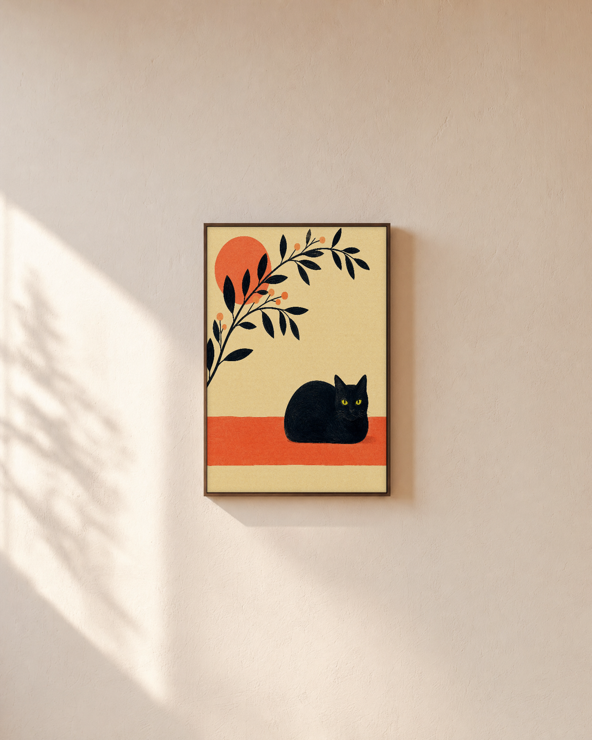One Loaf Coral Band unframed print is shown framed for styling in a plain wall; frame not included