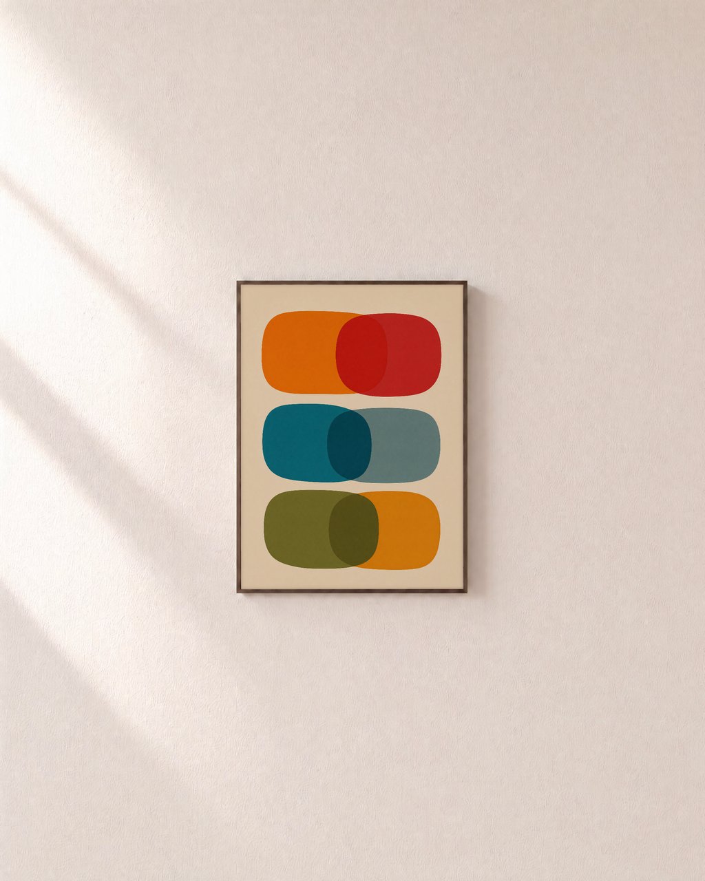 Pill Count mid century pill wall art: unframed print is shown framed for styling on a plain wall; frame not included